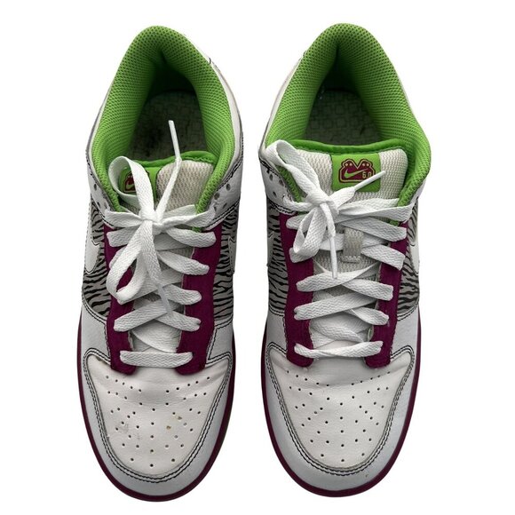 Nike Dunk Low Pro SB Womens 9 RARE Zebra White Burgundy Green Sneakers Skater - Picture 3 of 10